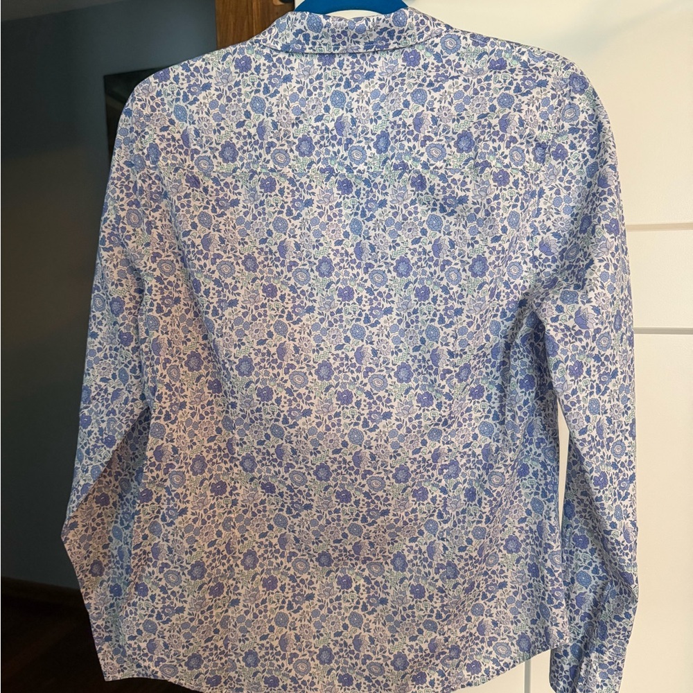 J. Crew Liberty Print Blue and White Floral Women’s blouse - Picture 4 of 4